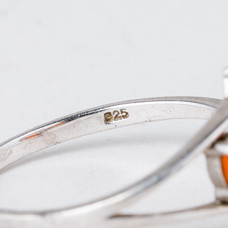 Silber Ring 925 Orange Steine Größe 60 (19,1 mm Ø) 2,1 g5