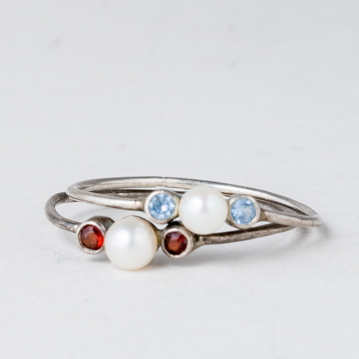 2 x Silber Ring Perle Größe 54 (17,2 mm Ø) 1,14 g0