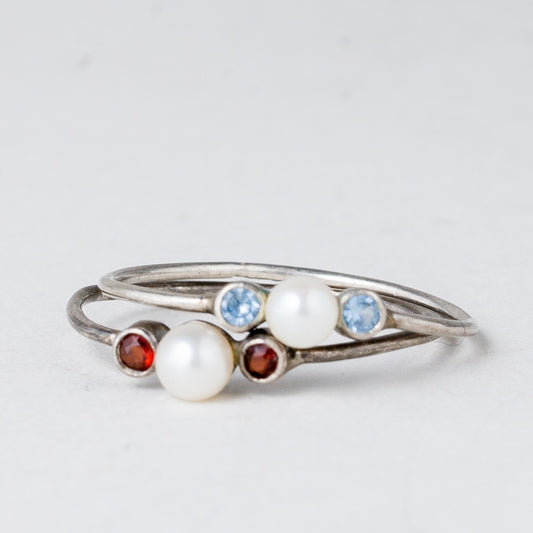 2 x Silber Ring Perle Größe 54 (17,2 mm Ø) 1,14 g0