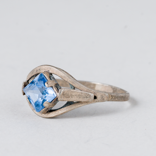 Ring Blauer Stein Silber 1,86 g Größe 55 (17,5 mm Ø)0