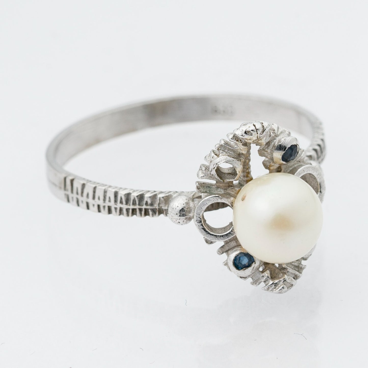 Silberring mit Perle und Besatz 835er Silber 2,67 g Größe 64 (20,3 mm Ø)1