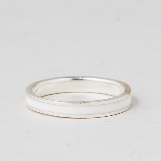 Ring Weißer Streifen 925er Silber 2,11 g Größe 58 (18,4 mm Ø)0
