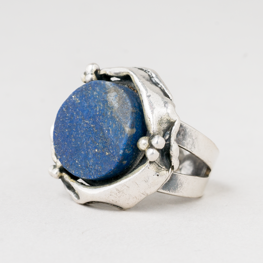 Ring Blauer Stein 835er Silber 11,91 g Größe flexibel0