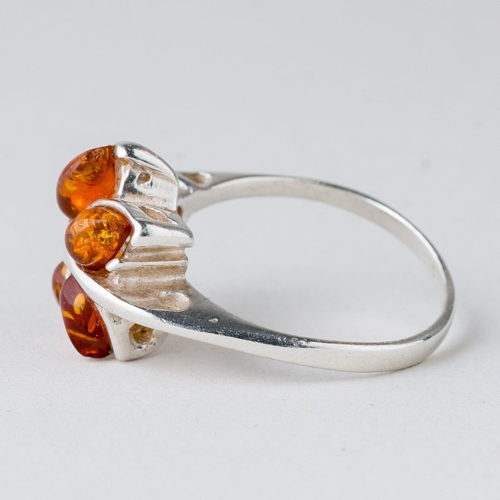 Silber Ring 925 Bernstein Größe 57 (18,1 mm Ø) 4,2 g4