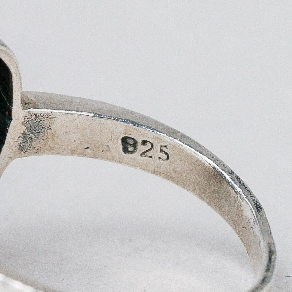 Silber Ring 925 Blauer Stein Größe 48 (15,3 mm Ø) 3,44 g6