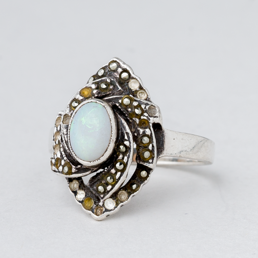 Ring grüner Stein 3,34 g 925er Silber Größe 52 (16,5 mm Ø)0