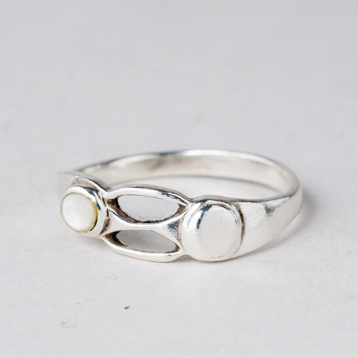 Silber Ring Weißer Stein Größe 55 (17,5 mm Ø) 1,91 g0