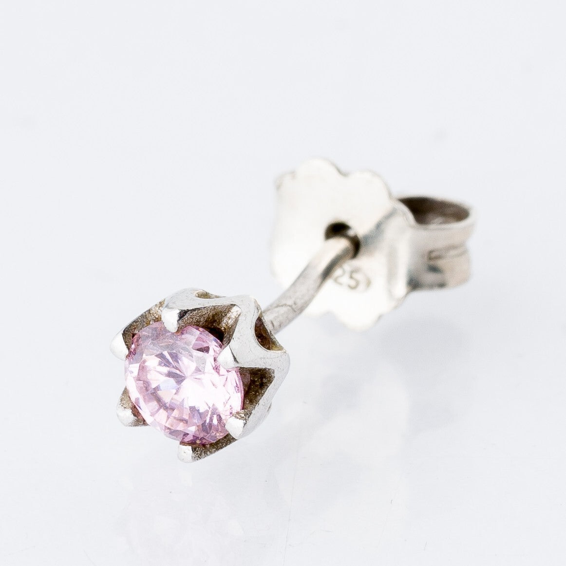 Einzelner Ohrring Ohrstecker Rosa Stein Silber 0,52 g0