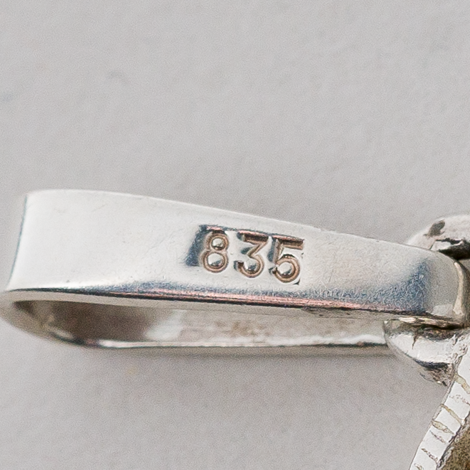 Anhänger Schwarzer Stein 835er Silber 12,21 g 4,5 cm2