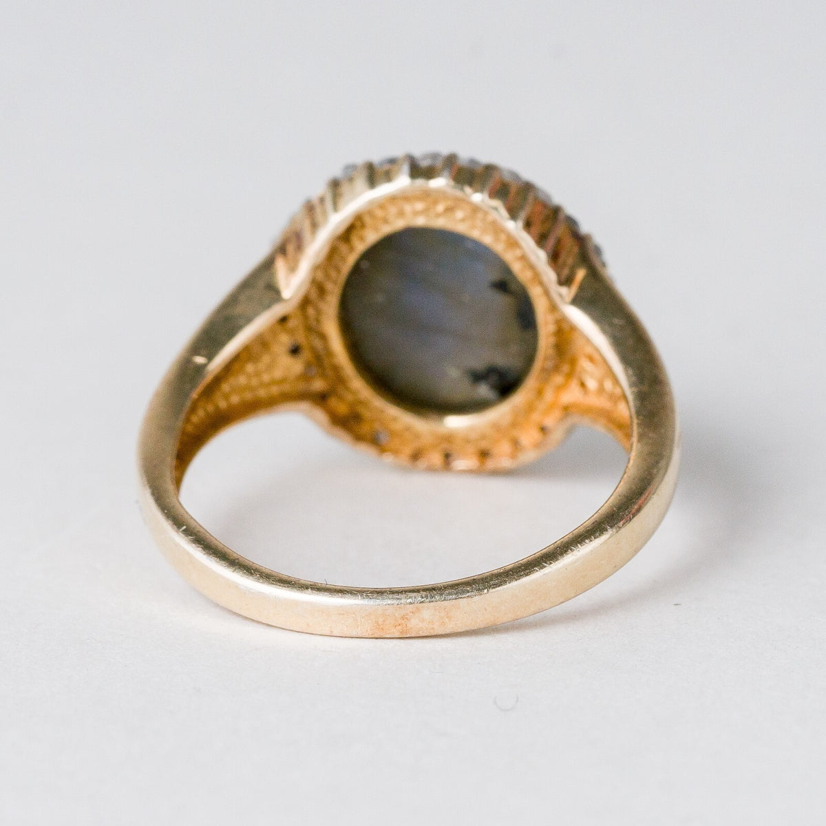 Silber Ring 925 vergoldet Blauer Stein Größe 60 (19,1 mm Ø) 4,82 g4