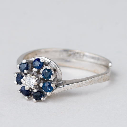 Ring Blaue Steine 2,28 g 925er Silber Größe flexibel ca. 510