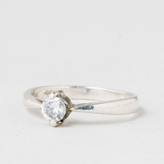 Ring Weißer Stein 925er Silber 2,32 g Größe 56 (17,8 mm Ø)0