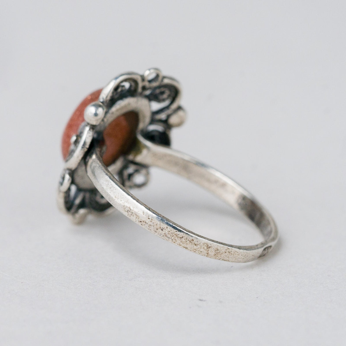 Silber Ring 925 Brauner Stein Glitzer Größe 54 (17,2 mm Ø) 2,74 g5