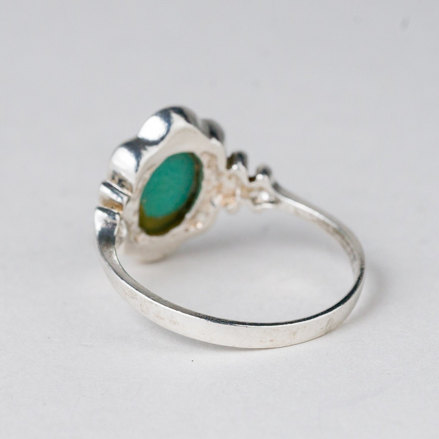 Silber Ring Grüner Stein Größe 57 (18,1 mm Ø) 2,84 g3
