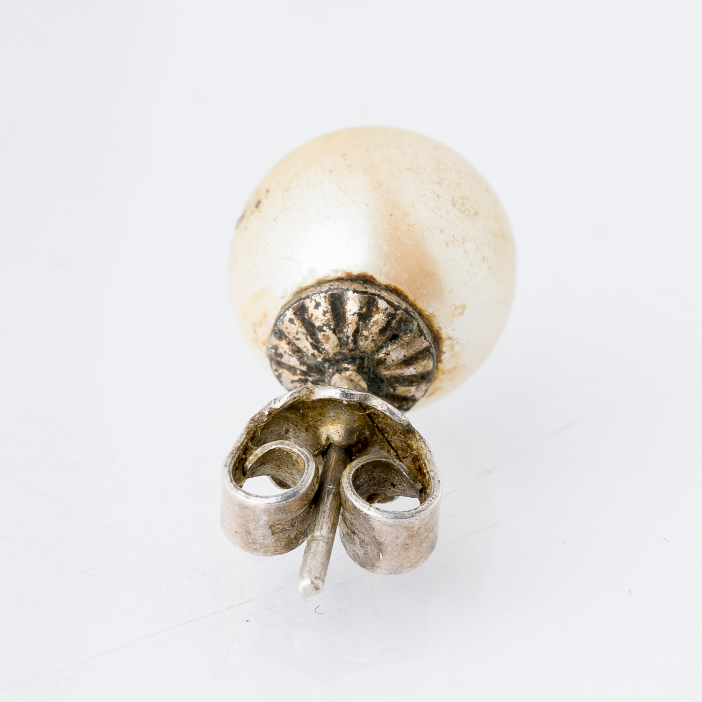 Einzelner Ohrring Ohrstecker Perle Silber 0,85 g2