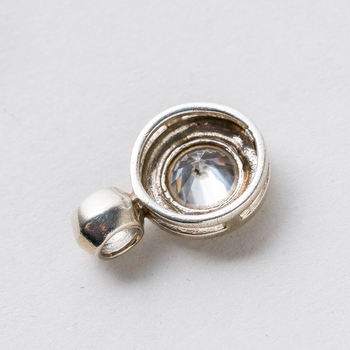 Silber Anhänger Kettenanhänger 925 Weißer Stein 2 cm 3 g5