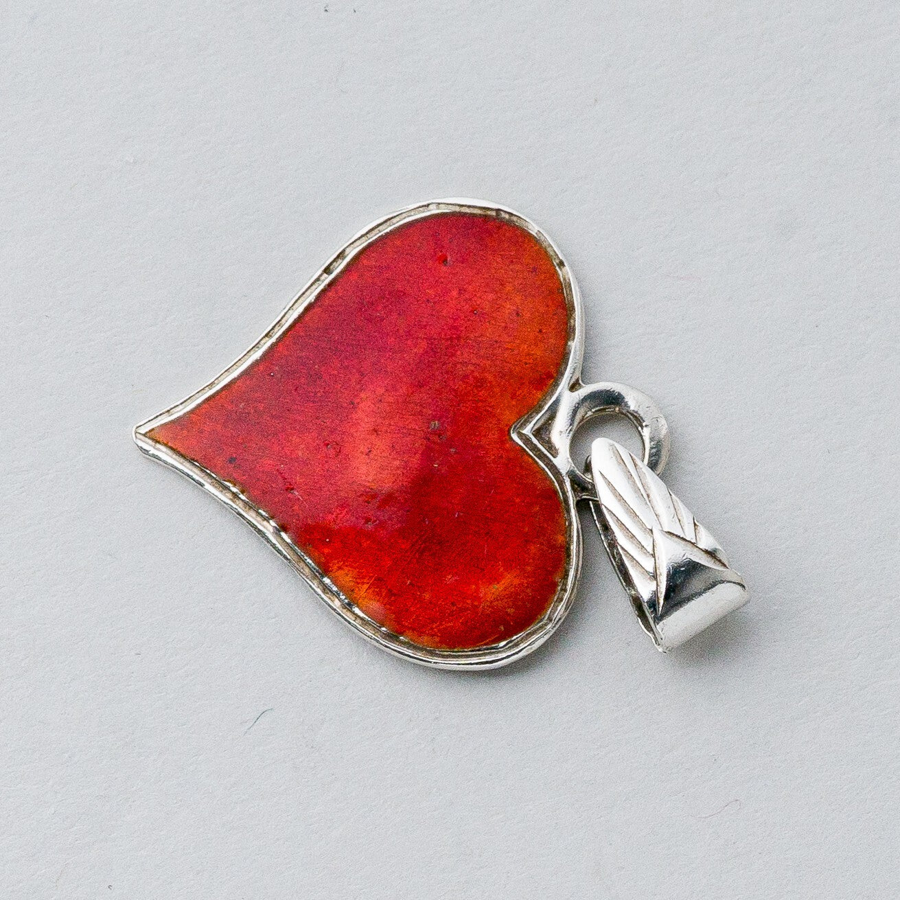 Silber Anhänger Kettenanhänger 925 Herz Rot emailliert 2,1 g1