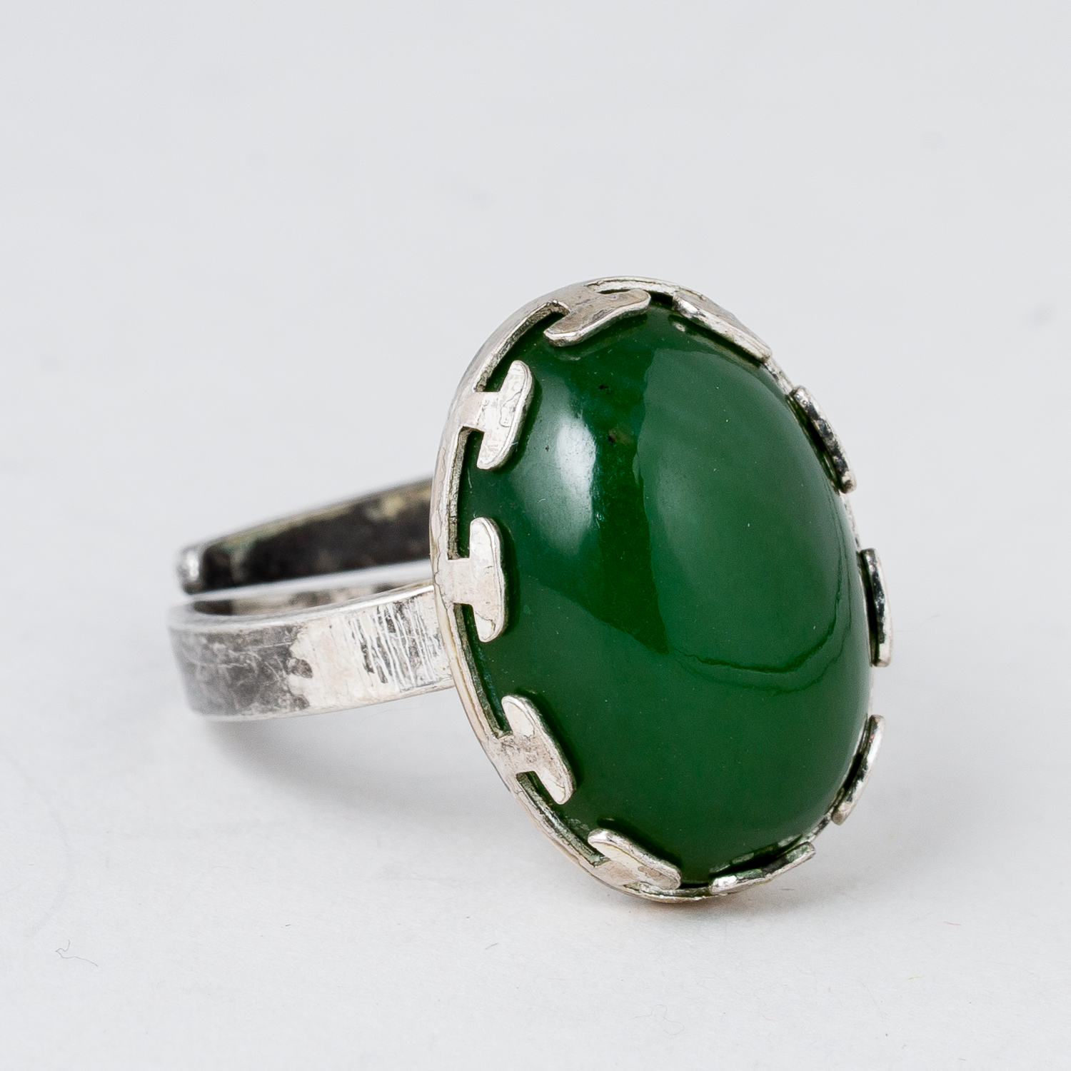 Ring Grüner Stein 5,97 g 925er Silber Größe flexibel1