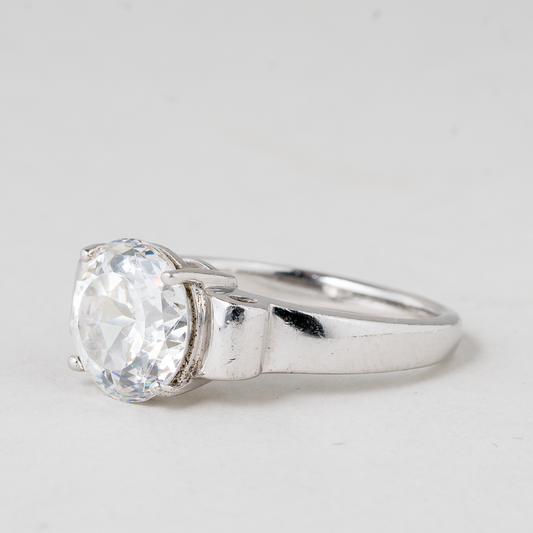 Ring Weißer Stein 925er Silber 5,08 g Größe 56 (17,8 mm Ø)0