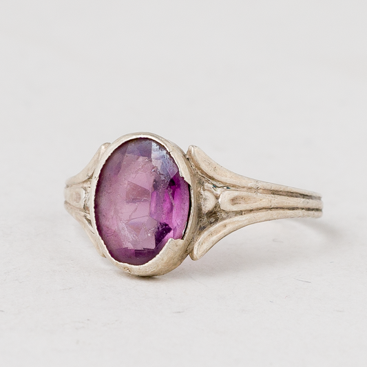 Ring Lila Stein 835er Silber 1,53 g Größe flexibel0