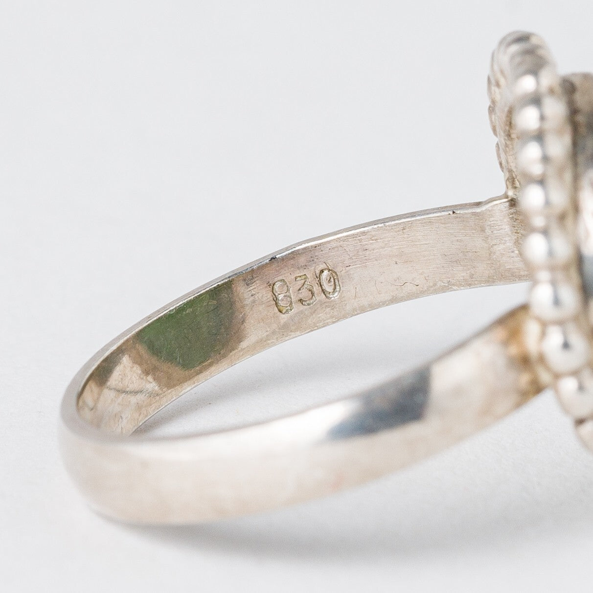 Silber Ring 830 Grüner Stein Größe 52 (16,5 mm Ø) 4,24 g6