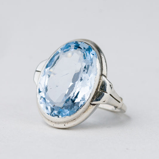 Ring Silber 835 Blauer Stein Größe 54 (17,2 mm Ø) 6,45 g0