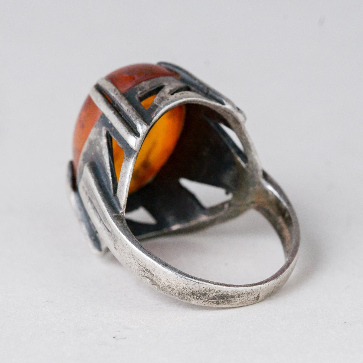 Silber Ring 925 Bernstein-Imitat Größe 52 (16,5 mm Ø) 5,61 g2