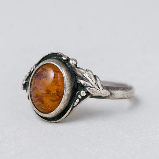Silber Ring 925 Bernstein Imitat Größe 55 (17,5 mm Ø) 3,53 g0