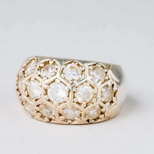 Ring Weiße Steine 14,09 g 925er Silber Größe 54 (17,2 mm Ø)0