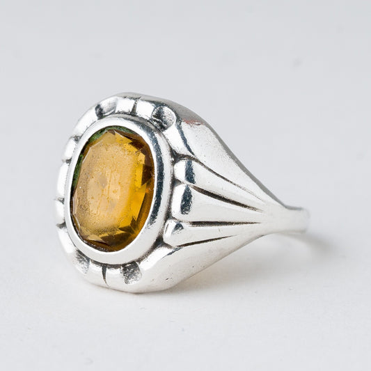 Silber Ring 835 Gelber Stein Größe 53 (16,8 mm Ø) 3,68 g0