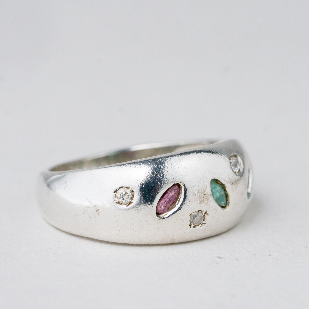Silber Ring 925 Blauer, Grüner, Roter Stein Größe 56 (17,8 mm Ø) 4,62 g1