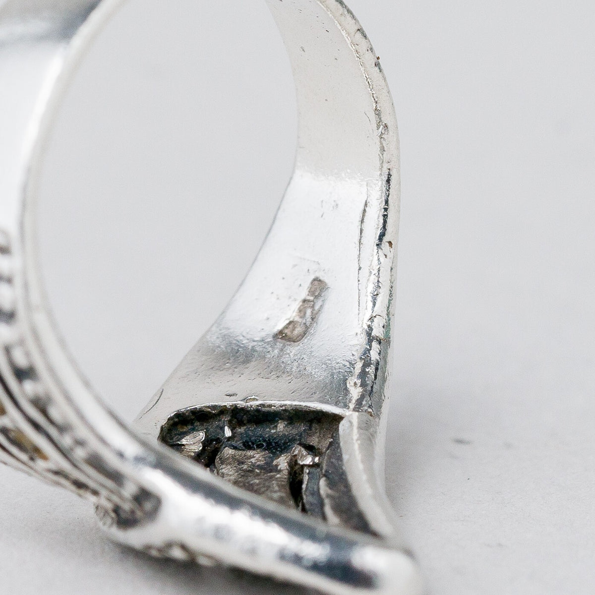 Silber Ring 925 Graue Steine Größe 55 (17,5 mm Ø) 5,89 g7