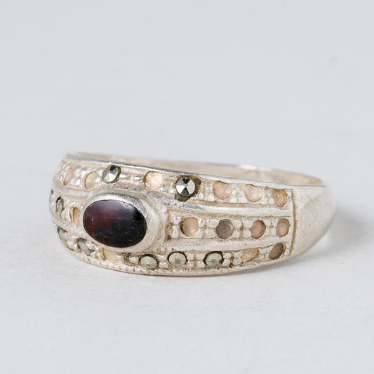 Ring Brauner Stein Silber 3,09 g Größe 57 (18,1 mm Ø)0
