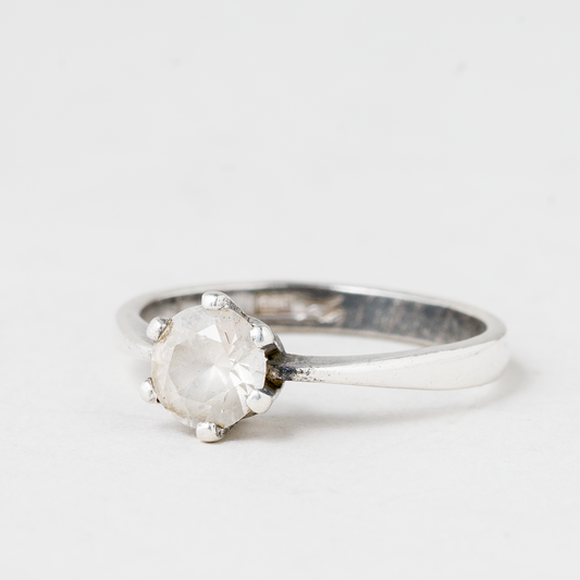 Ring Weißer Stein 925er Silber 2,12 g Größe 54 (17,2 mm Ø)0