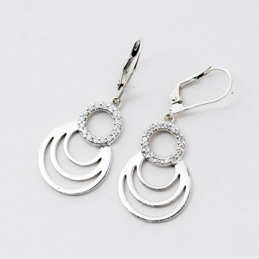 Silber Ohrringe Hängeohrring 925 Weiße Steine 4,99 g0