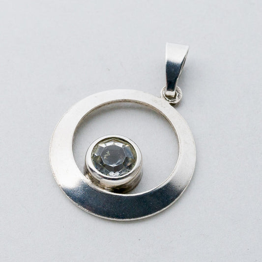 Silber Anhänger Kettenanhänger 835 Weißer Stein 1,89 g0