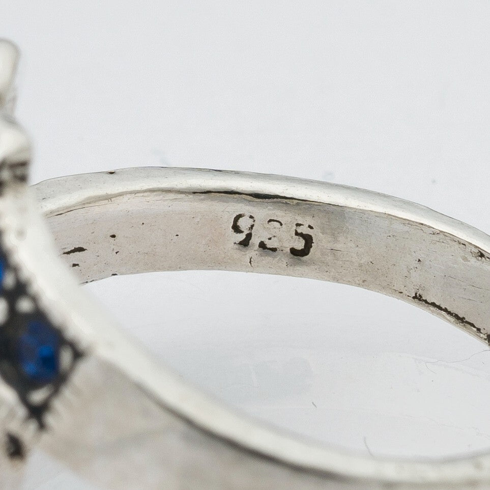 Silberring Blaue und Weiße Steine 925er Silber 3,5 g Größe 56 (17,8 mm Ø)4