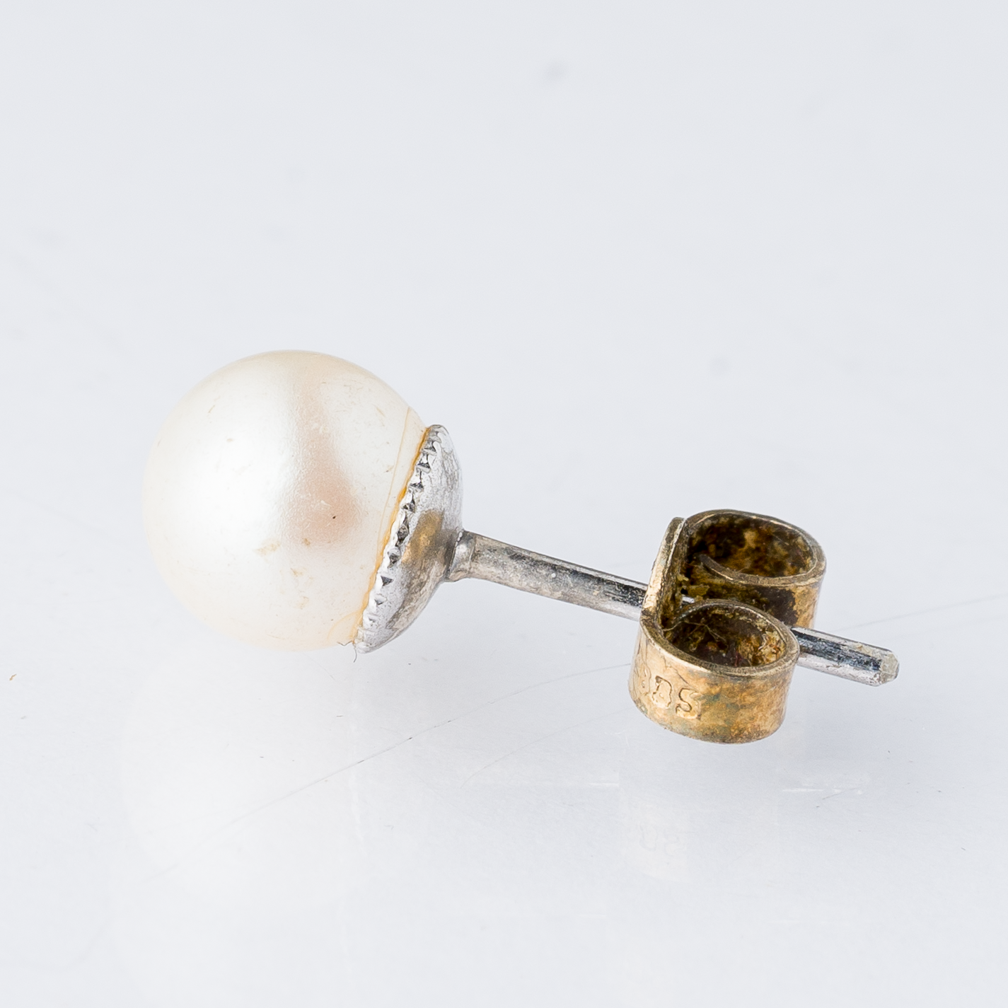 Einzelner Ohrring Ohrstecker Perle Silber 0,6 g4