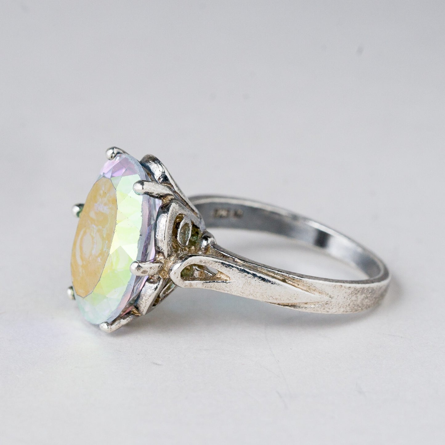 Silber Ring 925 Bunter Stein Größe 60 (19,1 mm Ø) 7,13 g1