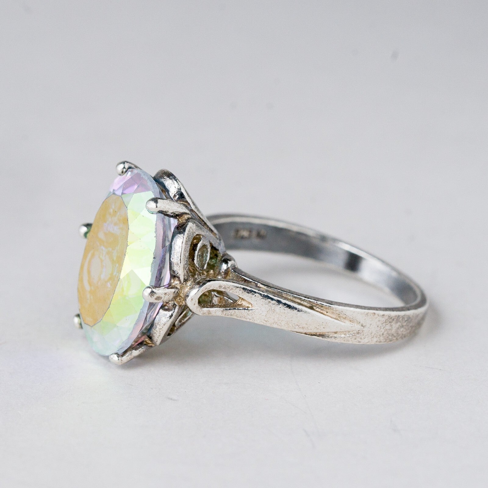 Silber Ring 925 Bunter Stein Größe 60 (19,1 mm Ø) 7,13 g1
