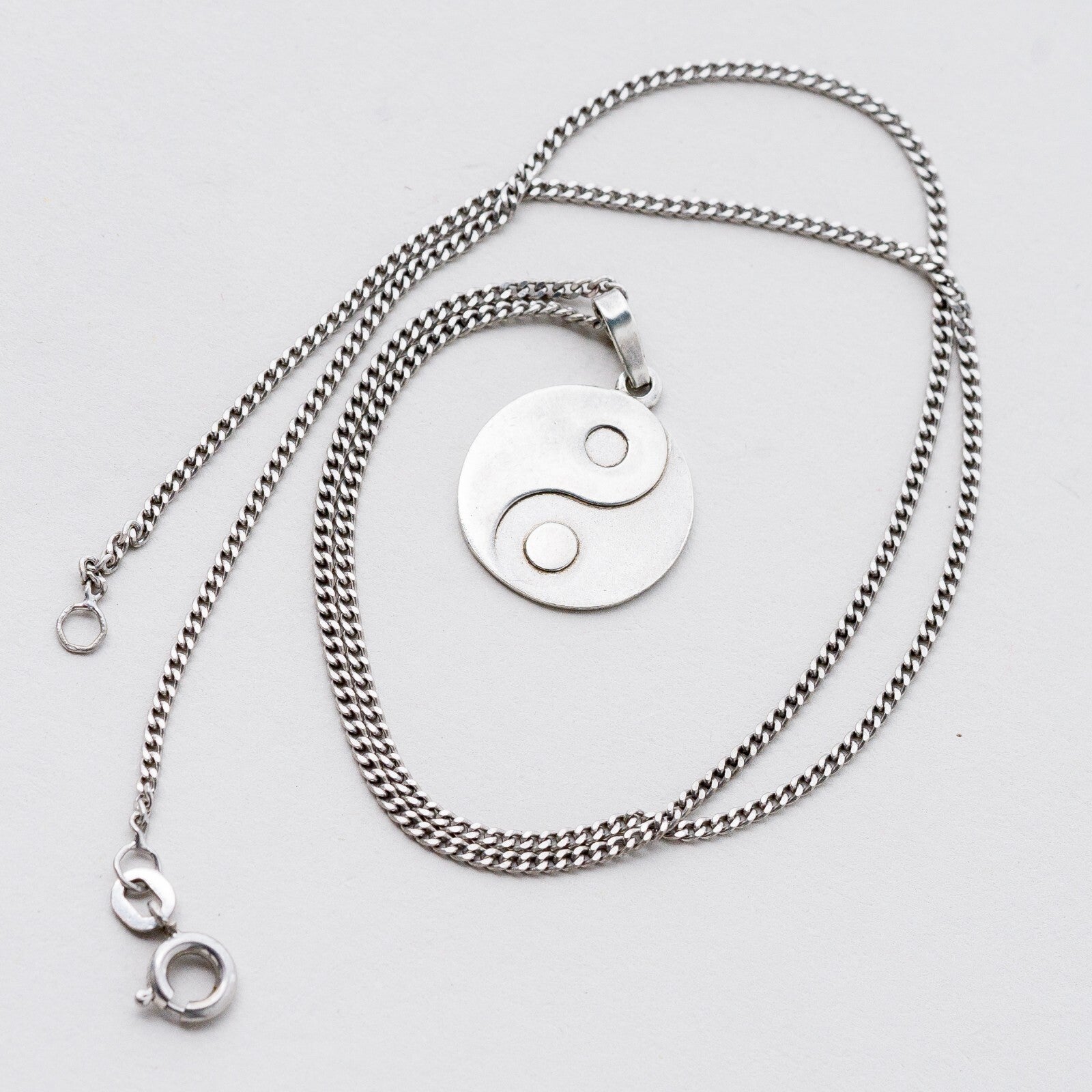 Silber Halskette 925 Panzerkette Anhänger Yin Yang 43 cm 4,78 g8