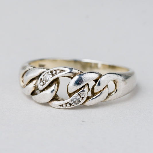 Silber Ring 925 Weißer Stein Größe 59 (18,8 mm Ø) 3,46 g0