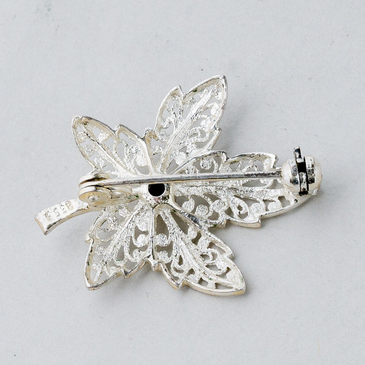 Silber Brosche Spange 835 Blatt Filigran 3,07 g3