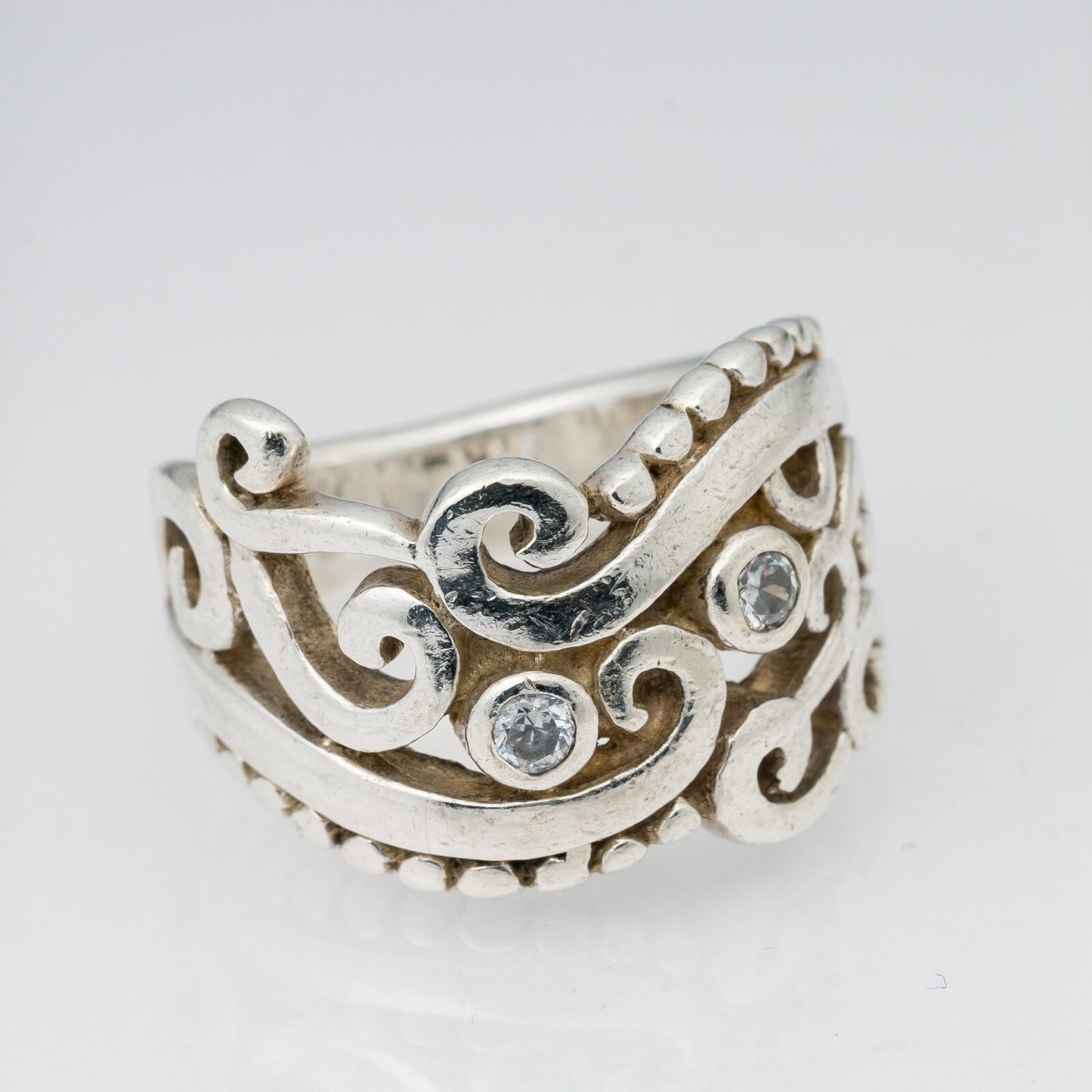 Silberring Steinbesatz 925er Silber 8,55 g Größe 52 (16,5 mm Ø)1