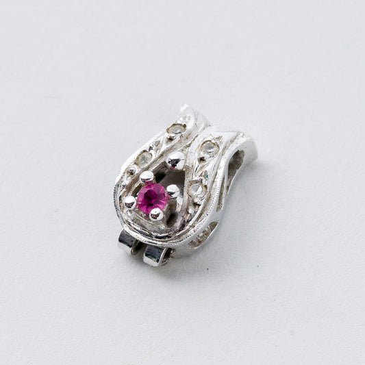 Anhänger Silber Roter Stein 1,3 cm 1,7 g0