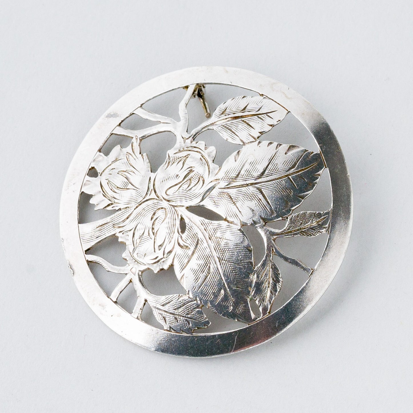 Silber Brosche Spange 900 Floral 7,14 g0