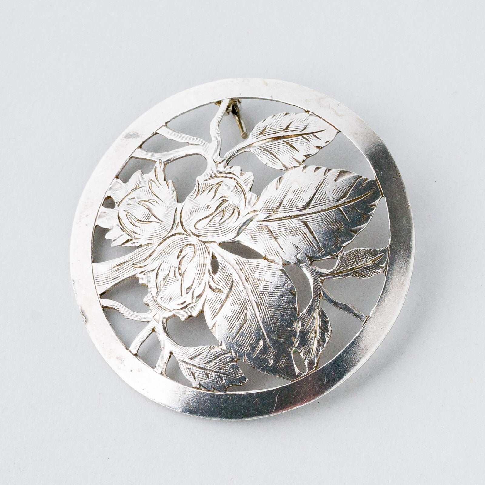 Silber Brosche Spange 900 Floral 7,14 g0