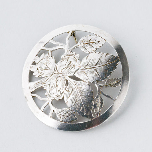 Silber Brosche Spange 900 Floral 7,14 g0