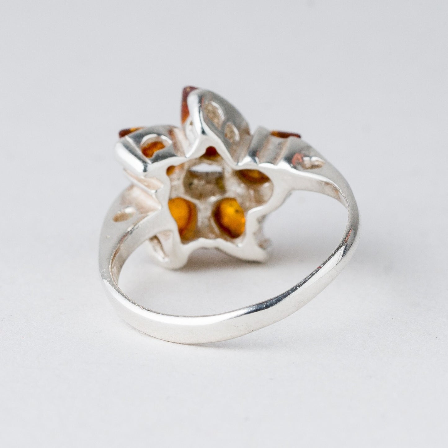 Silber Ring 925 Bernstein Größe 57 (18,1 mm Ø) 4,2 g3