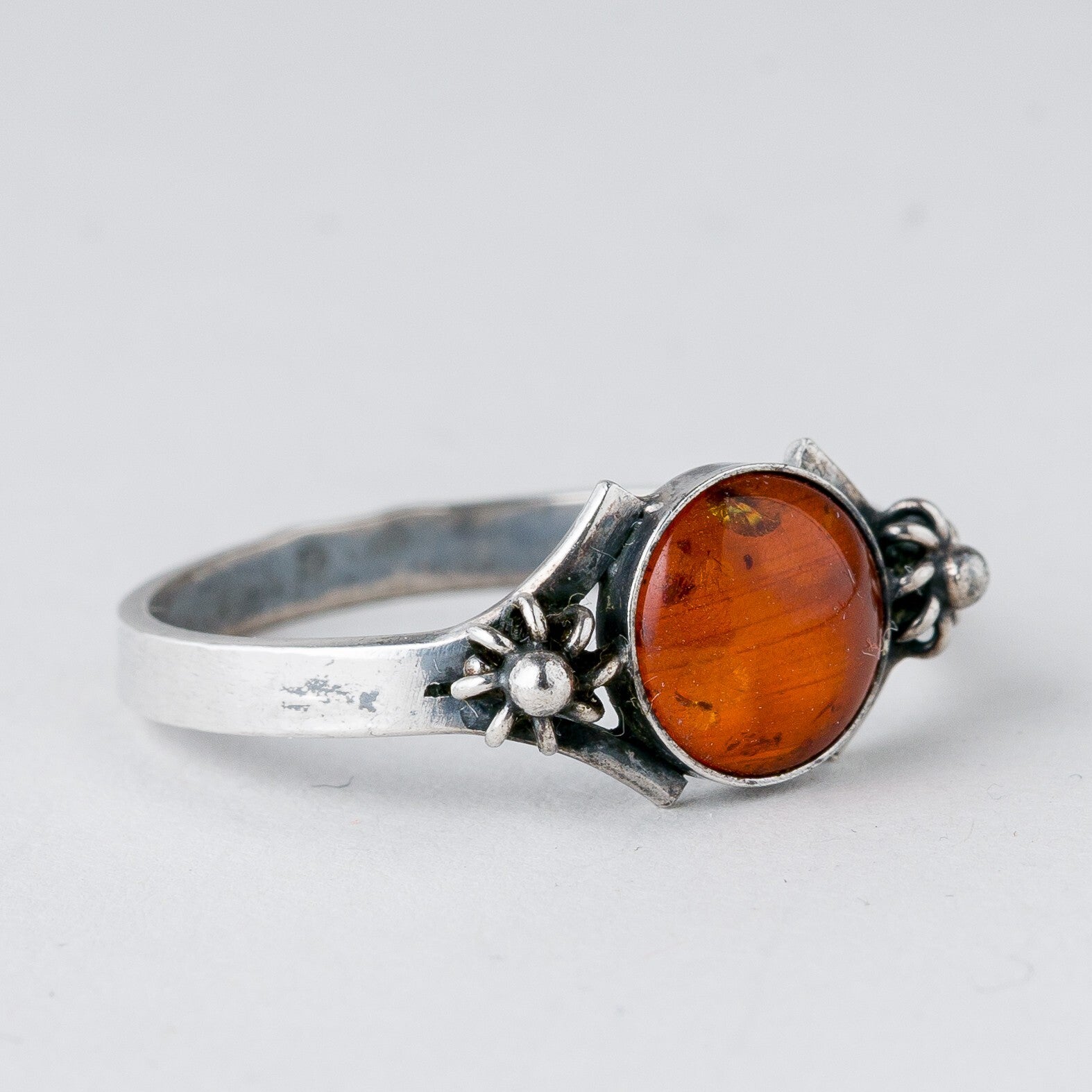 Silber Ring 800 Bernstein Größe 62 (19,7 mm Ø) 2,03 g1